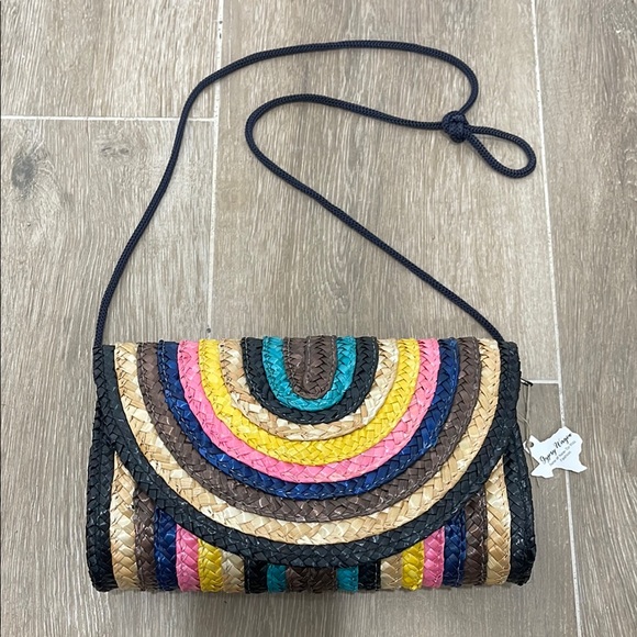 Rainbow Weave Straw Crossbody Bag - Picture 2 of 6